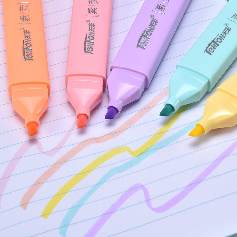 6 adet/takım Düz Şekil Soluk R - Pastel Highlighter Set Double Ended incelemesi ve fiyatı