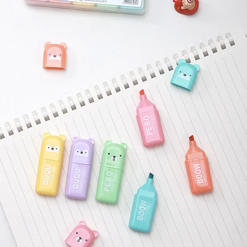 Kawaii Ayı Desenli Fosforlu Ka - Pastel Highlighter Set Double Ended incelemesi ve fiyatı