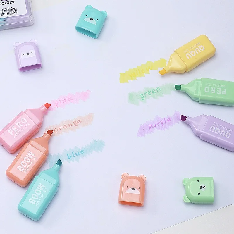 Kawaii Ayı Desenli Fosforlu Ka - Pastel Highlighter Set Double Ended incelemesi ve fiyatı